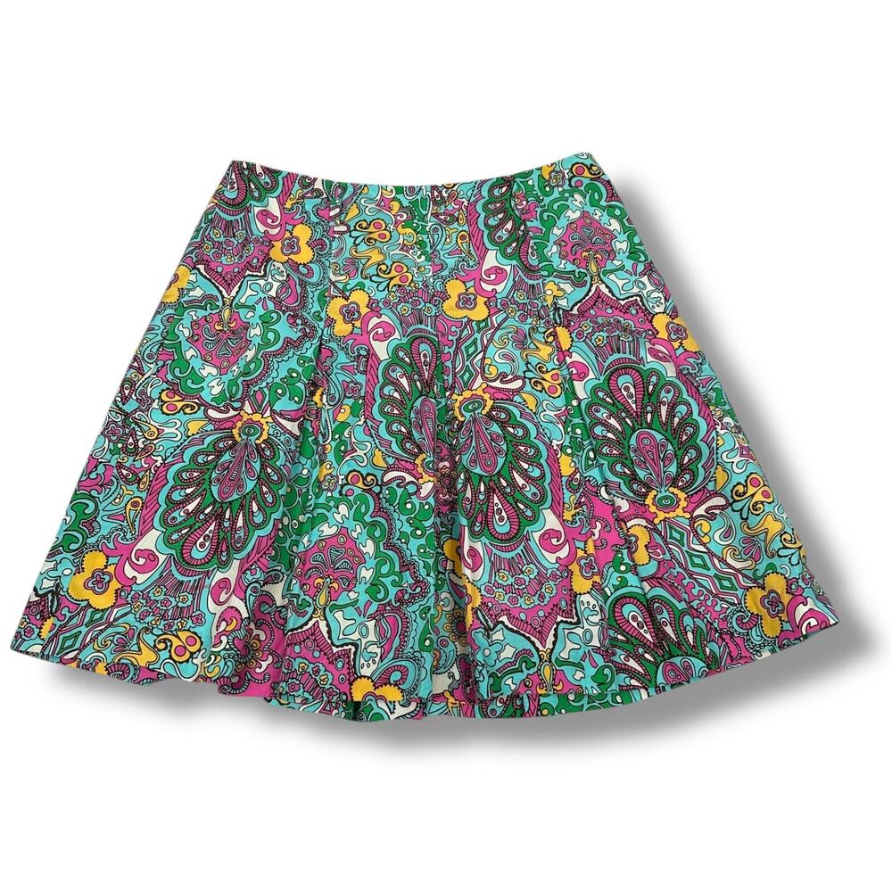 Vintage Lilly Pulitzer Skirt Women’s‎ 4 Blue Green Paisley Peacock Silk Pleats